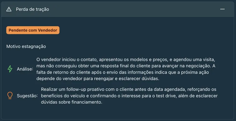 Negociação classificada como pendente com o vendedor no Synthetos